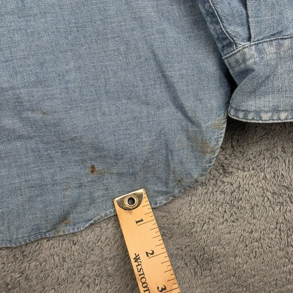 Polo Ralph Lauren Denim Shirt Mens XL Distressed Graphic Eagle Chambray *READ